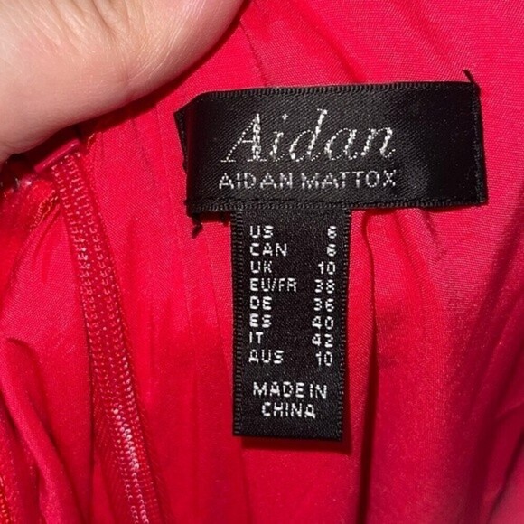 aidan mattox plundging halter crepe hot pink asymmetrical peplum midi dress 6 - Picture 8 of 9